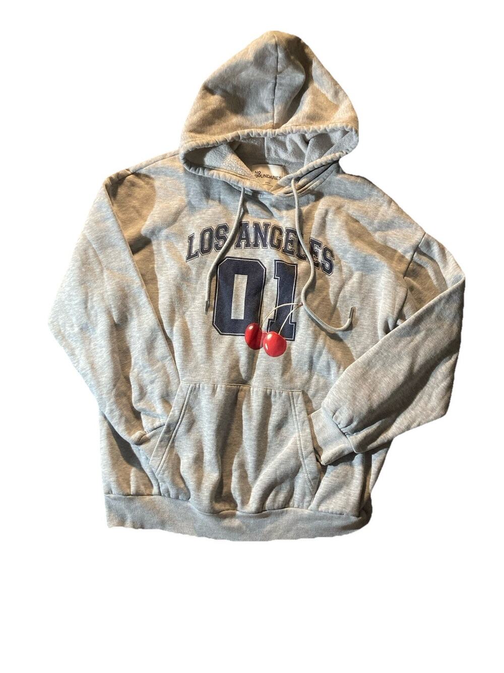 Chic No Boundaries Womens Hoodie Sweatshirt Cherries Heather Grey M Pullover